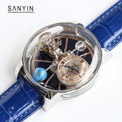 China Power Reserve SANYIN New Business Listing Men Waterproof Japanese Movement Quartz Luxury Skeleton Watches for sale