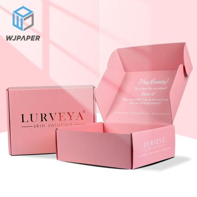 China Custom Pink Color Cosmetic Materials Free Sample Logo Packaging Recycled Mailing Cardboard Cardbox Corrugated Box for sale