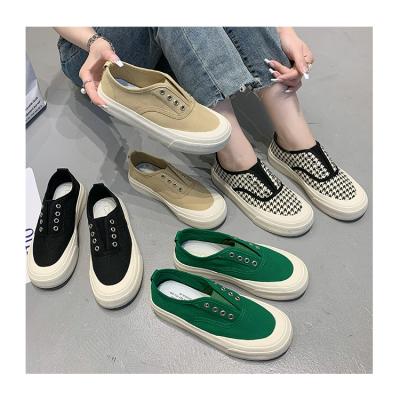 China Women slip-on canvas shoes 2021 summer new style Korean thick-soled casual shoes pedal flat shoes for sale