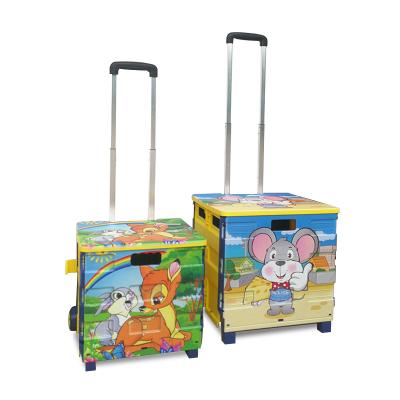 China Shopping 2021 Newly Customized Colorful LOGO Foldable Trolley Plastic Trolleys Image Shopping Carts for sale