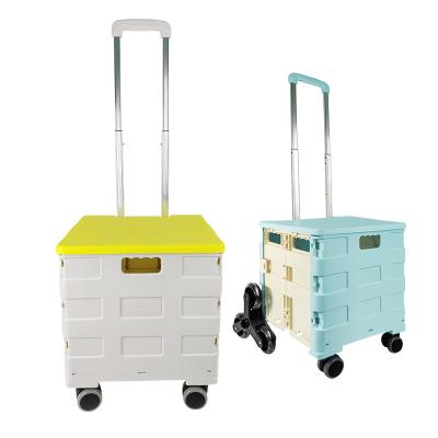 China 2021 Newly Folding Folding Trolley Plastic Basket Portable Garden Kitchen Rollator Rolling Cart for sale