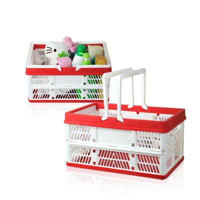 China Sustainable Wholesale Portable Picnic Storage Folding Plastic Market Basket for sale