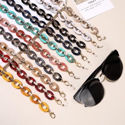 China Fashion Necklace Oval Shape Acrylic Sunglasses Chain Resin Chain Neck Maskchain Glass Vintage Spliced ​​Hanging Rope for sale