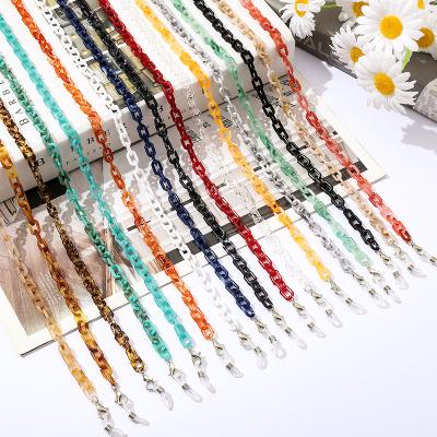 China Hot Sale Lanyard Chic Multi Color Resin Sunglasses Neck Necklace Fashion Acrylic Thin Square Cross Chain Women Glass Maskchain Hanging Chain for sale