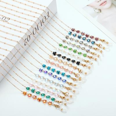 China Exquisite Chic Handmade Beaded Women Colorful Crystal Butterfly Shape Beads Maskchain Hot Sale Fashion Necklace Hanging Neck Sunglasses Lanyard for sale