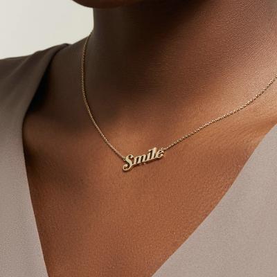 China 2021 Newcomer INS CLASSIC Shining Stainless Steel Letter Gold Necklace Tiny Necklace for sale