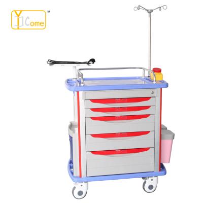 China YKS020 ABS Plastic Hot-selling Luxury Medicine For Emergency Trolley With Wheels / High Quality Medical Emergency Trolley for sale