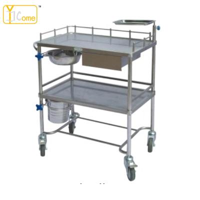 China Popular Medical Trolley Cart YK-K002 Stainless Steel Medical Trolley  Plywood for sale