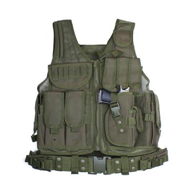 China NcDe Nylon Breathable Tactical Vest With Waist Belt Included 9 Pockets And Pistol Holster Army Green for sale