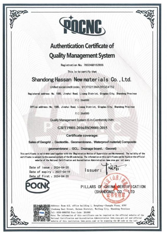 ISO9001 - Shandong Hassan New Materials Co.,Ltd