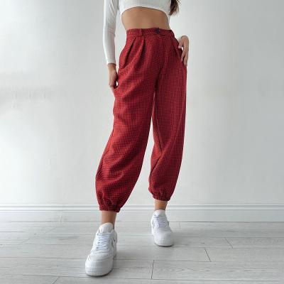 China Z0994 2022 new arrivals anti-pilling print sport loose pants for women solid button casual pants for sale