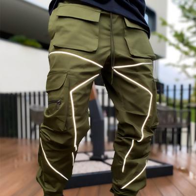 China Z0054 Anti-wrinkle Plus Size Mens Hop Jogger Pants Tactical Cargo Track Pants Black Reflective Cargo Pants With Pockets for sale