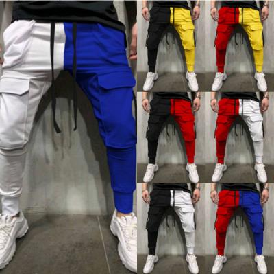 China QUICK DRY Z0647 2021 Hot Selling Men's Patchwork Cargo Pants Sports Pockets Casual Pants For Mens Jogger Sweatpants for sale