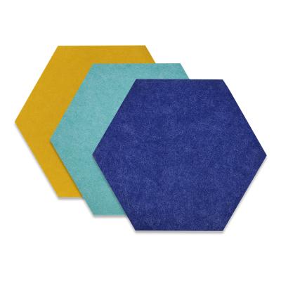 China Excellent Performance Noise Reduction Pack of 6 100% Pet Acoustic Hexagon Panels Fiberglass Polyester Wall Sound Deadeners for sale