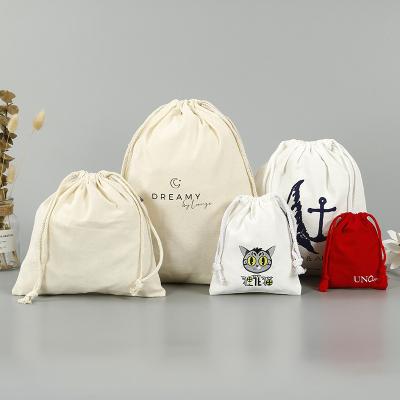 China 100% Various Eco-Friendly Wholesale Custom Logo Printed Gift Canvas Cotton Drawstring Bags for sale