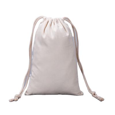 China 100% Custom Logo Canvas Drawstring Bags White Plain Cotton Drawstring Eco-Friendly Cloth Bag White for sale