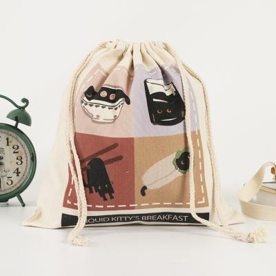 China 100% Eco-friendly Customized Cotton Canvas Fabric Soft Organic Shoe String Suction Tote Foldable Drawstring Bags With Logo for sale