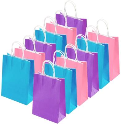 China Multifunctional High Quality Recycled Materials Custom Color Kraft Paper Shopping Bag 21x15x8cm Gift Soft Purple Paper Bags With Handles for sale