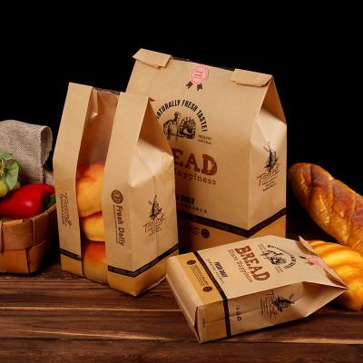 China Custom Recyclable Take Out Food Grade Paper Packaging Bag For Bread for sale