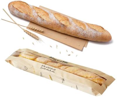 China Recyclable Customizable Fresh Bread Packaging Bag Bread Baguette Bags Bag Recyclable Clear Window Wrapping Paper Breathable Paper Bags For Baguette Bread for sale