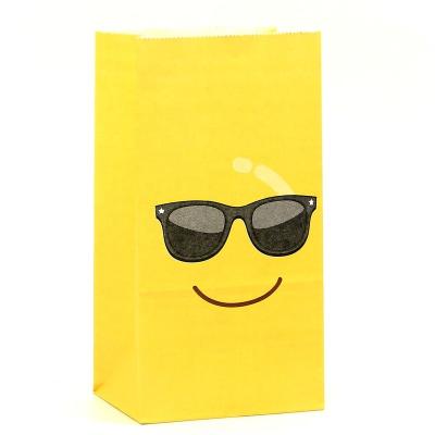 China Recyclable Retail Wholesale Custom Paper Bags Size Open Mouth Kraft Paper Bag No Handle SOS Yellow Paper Bag With Logo for sale