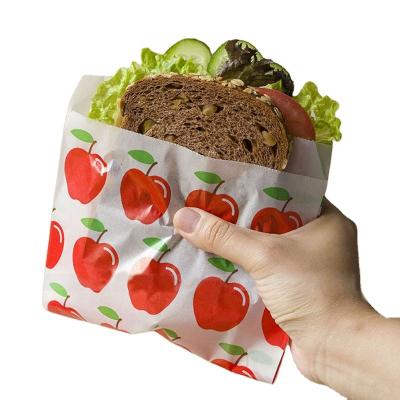 China Recyclable Good Quality Printed Food Paper Grease Wrap Packaging Bag For Sandwiches for sale