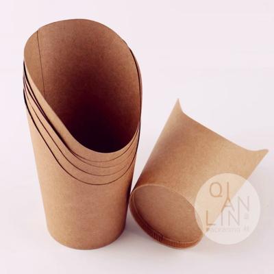 China Disposable Recycled Materials Take Out Single Sided Scoop Kraft Paper Cup For French Fries Chips Ice Cream Snakes for sale