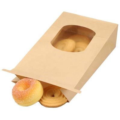 China Recyclable Custom Coffee Treat Cookie Window Bags Brown Tie-Down Tab Lock Bags Bread Craft Bag for sale