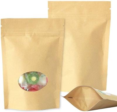 China Tear Notch Doypack Food Bean Candy Recyclable Resealable Pouches Packaging Package Stand Paper Ziplock Bags With Frosted Window for sale