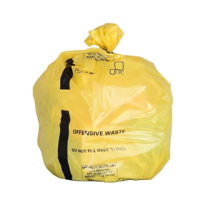 China Impresión personalizada de bolsas de desechos médicos de HDPE amarillo espeso para hospitales y clínicas en venta