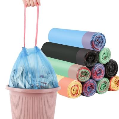 China Rolls of Disposable Drawtape Trash Bags for Easy and Convenient Kitchen Waste Disposal for sale