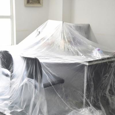 China Sample Moisture Proof LDPE Clear Plastic Drop Cloth for Dust Resist Film Furniture Cover for sale