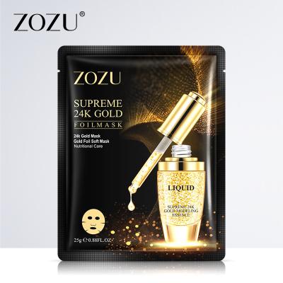 China Luxury Private Label 24K Gold Foil Soft Mask Moisturizer Moisturizing Brightening Skin Whitening Anti-Acne Skin Care Anti Aging Mask for sale