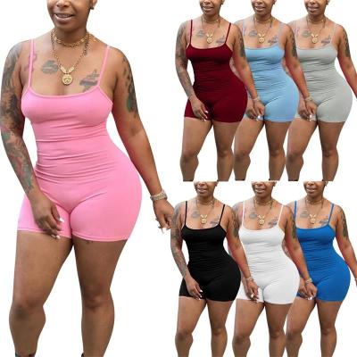 China 2021 New Arrival Label Overalls Dry Cleaning Women's Lucky Short Fashion Ripped Rompers Halter Shorts One Piece Jumpsuit for sale