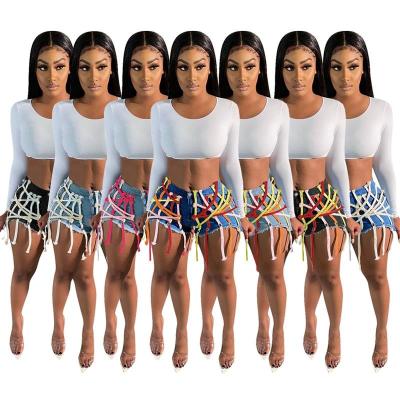 China Wholesale plus quality first class size 2021 summer fashion women cheap bandage shorts sexy jeans for women jeans pants for sale