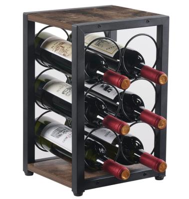 China Factory Wholesale Expandable 6 Cavity Bottle Steel Wooden Rack Wine Rack for sale