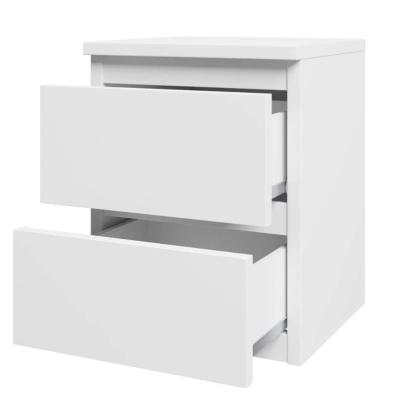 China 2 Drawer Bedroom Furniture Modern White Extendable Bedside Table Cabinet Nightstand High Gloss Wood With Led Lights for sale