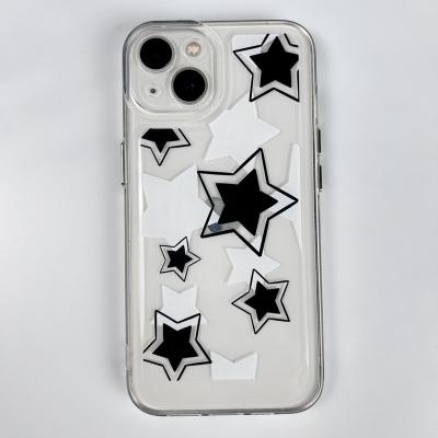 China Shockproof Black And White Starry Pentagon Suitable For iPhone14Promax Phone Case Iphone13 Soft Edge 11 XR Transparent Anti-fall iPhone7/8P for sale