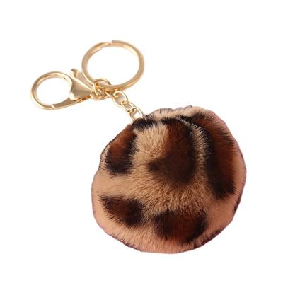 China Fur Ball + Imitation Rex Fur Ball Key Chain Ornament Metal Rabbit Fur Ball Pendant Imitation Key Chain Border for sale