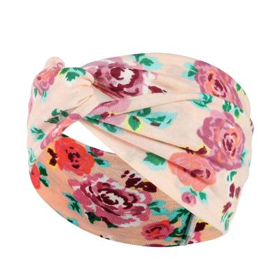 China European and American wide cross headband women new style bohemian print knitted headband sports yoga headband for sale