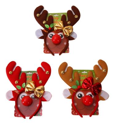 China Christamas Decoration Christmas Decorations Headband Headband Antlers Head Loop Headdress Elk Elk Horn Antlers Red Nose Kids Dress Up Shooting Prop for sale