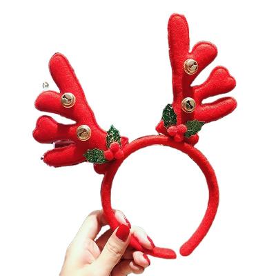 China Red Xmas Party Sequin Antler Headband Plush Snowflake Christmas Decoration Dress Adult And Kids Hair Accessori for sale