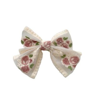 China Super fairy girl barrettes from Japan and Korean style weight illustrations embroidery flower bow tie for sale