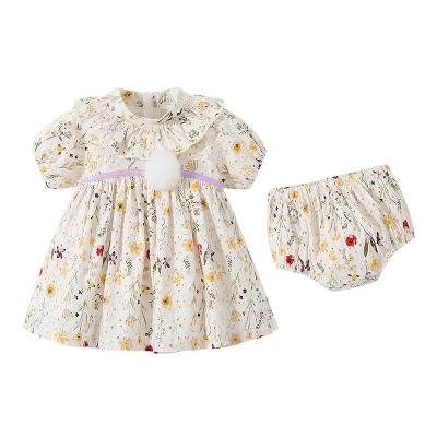 China Wholesale Washable Ball Children's Plush Dress Princess Print Round Neck Print Skirt Princess Dress for sale