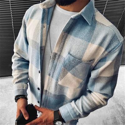 China Newest Style Anti Shrink Men Long Sleeved Two Pocket Cotton Wholesale Plaid Quilted Flannel Shirt for sale