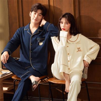 China Winter Couples Pajamas Breathable Cotton Long Sleeves Plus Size Cute Men And Women for sale