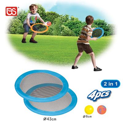 China BS Kids Toy Sport Throw Hook 2 Pocket Flying Disc Set 4pcs IN 1 Racket Mini Pocket Flying Disc Golf Game Frisby Target With 2 Ball for sale