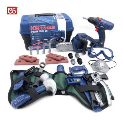 China Garden Tool Toys BS Toy 32 PCS Construction Laysets Screwdriver Boy Repair Dewalt Toys Mechanic Tools Box Set For Child With Electric Toy Drill for sale