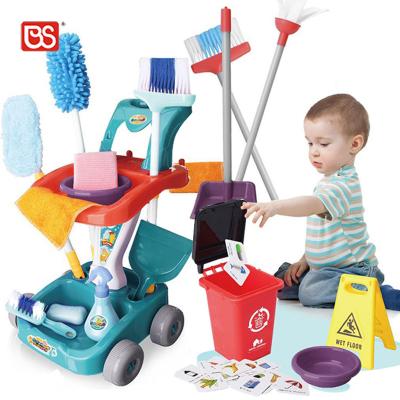 China Juguetes Para BS Toy 22PCS Kids Toddler Pretend Toy Juguetes Para With Athletic Play Cleaning Brush Housekeeping Trolley Ability for sale