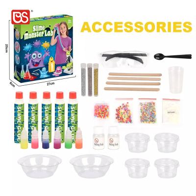 China BS Toy Educational European Standard Clay Mud Kit DIY 28PCS Monster Lab Rainbow Beaded Sand Skin Glue Mud Making Kit Diy Accessory for sale